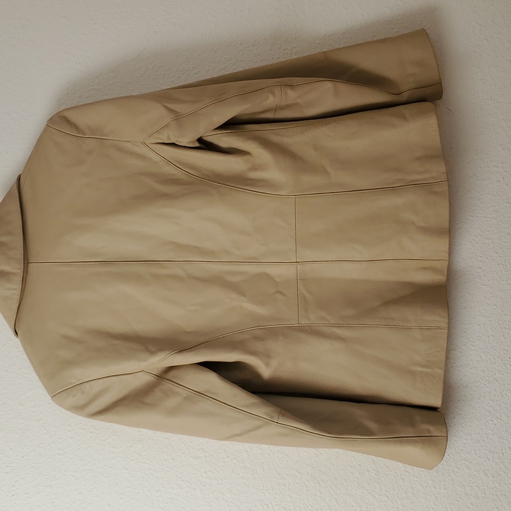 Beige Leather Jacket - Picture 2 of 8